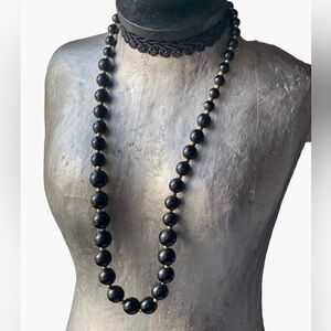 Vintage Black Beaded Necklace Business Career Women’s Jewelry